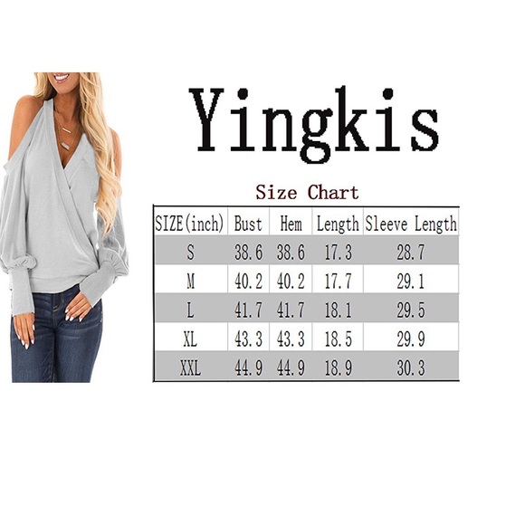 Beautiful women cold shoulder wrap front blouse - Picture 5 of 6